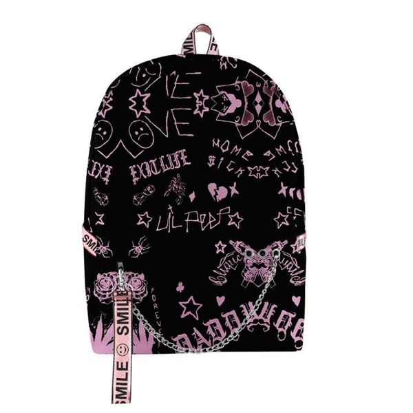 

backpack love lil peep boys girls teenager bags women men casual streetwear hip hop chain usb 3d backpacks chains harajuku