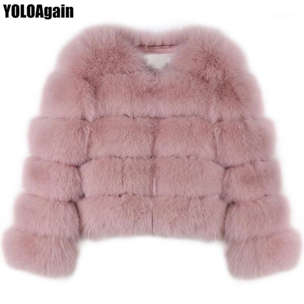 

women's fur & faux yoloagain women natural jacket winter warm thick ladies real coat, Black