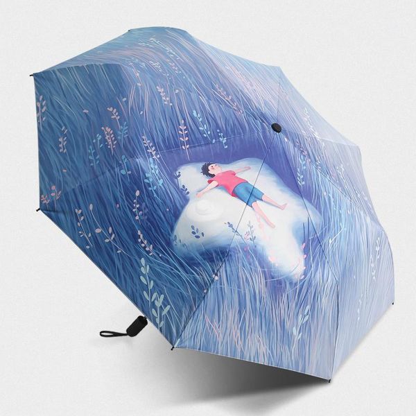 

umbrellas creative cartoon umbrella rain women windproof folding black coating anti uv parasol for kids