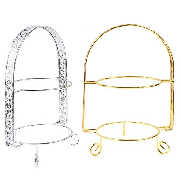 

other bakeware metal cake stand double-layer arch-shaped golden fruit dessert rack party decor 23*23*32cm