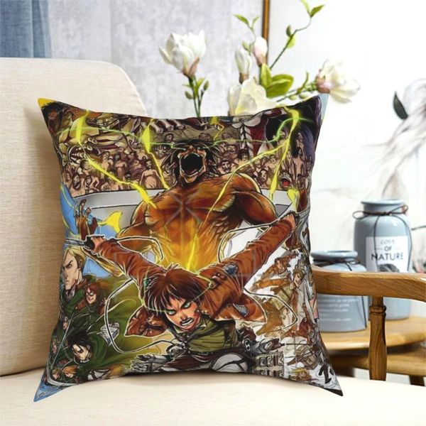 

cushion/decorative pillow anime art polyester cushion cover attack on titan for home office decorative soft