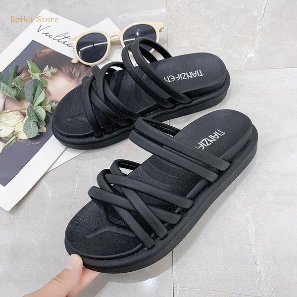 

women's summer ins trendy 2021 black versatile fairy style student online red comfortable roman flat shoes slippers
