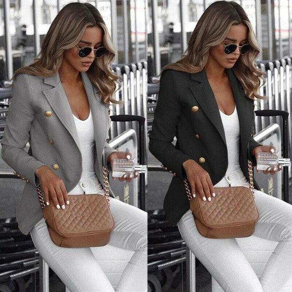 

women ladies long sleeve slim blazer suit coat work jacket formal plus size autumn spring solid color big women's suits & blazers, White;black