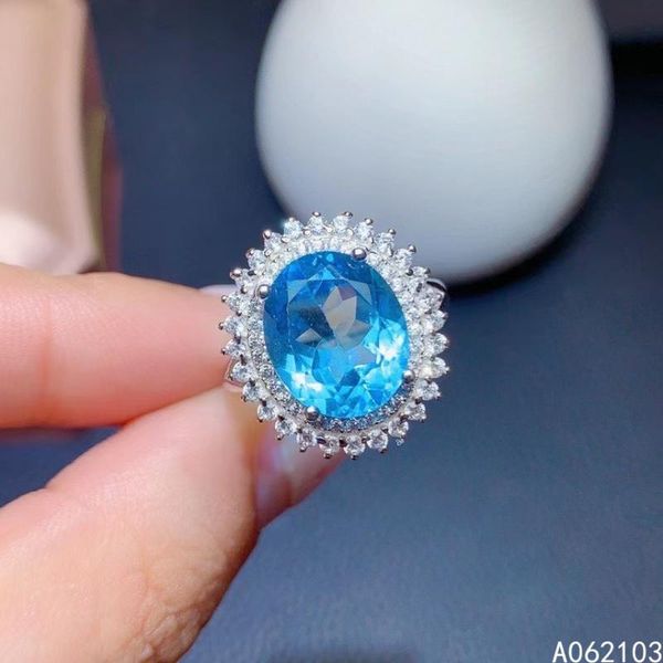 

cluster rings kjjeaxcmy fine jewelry 925 sterling silver inlaid natural blue z women's exquisite vintage flower oval big gem ring suppo, Golden;silver