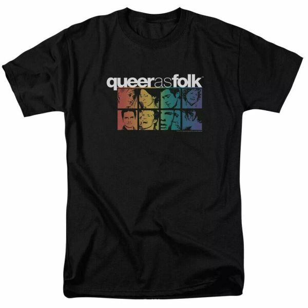 

queer as folk cast t shirt mens licensed classic tv show pride tee black, White;black