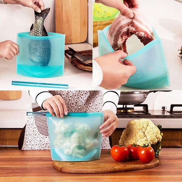 

food savers & storage containers 2/4/6/10pcs reusable silicone vacuum seal fresh bag fruit milk refrigerator kitchen organizer