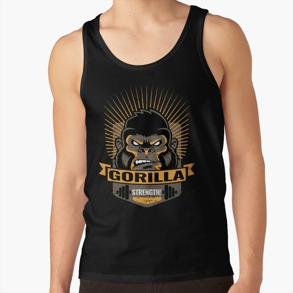 

gorilla strength workout motivation summer fashion tank bodybuilding fitness printed vest working out, White;black