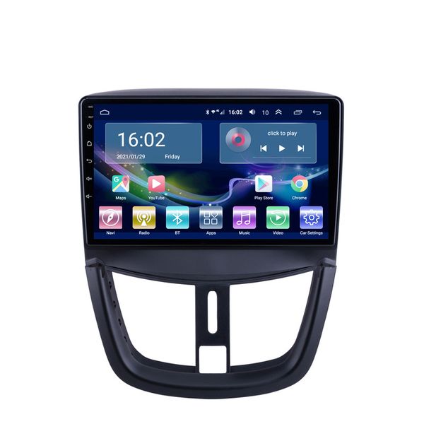 Araba DVD Video Android 10 GPS Navigasyon Radyo IPS-Ekran için Peugeot 207