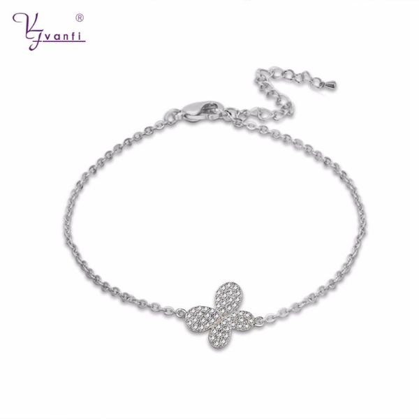 

style women friend silver plated bracelet dainty cute shiny butterfly bracelets for gift link, chain, Black