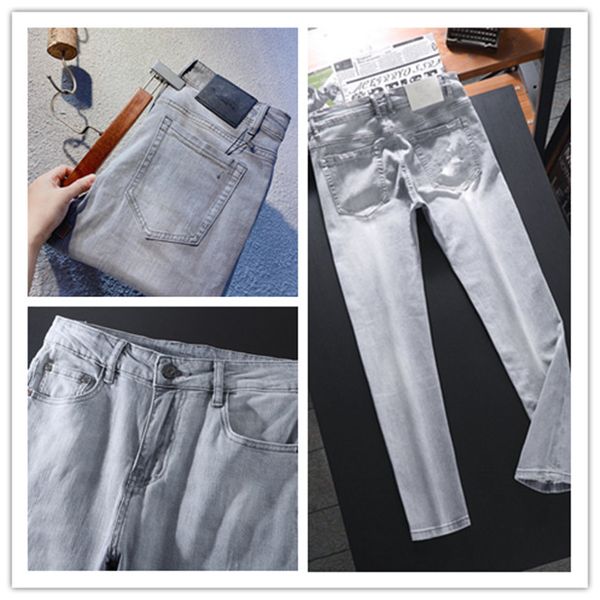 

newqest latest listing summer design mens jeans fashion pants slim-leg fit motorcycle causal men denim business leisure trousers w28 w38, Blue
