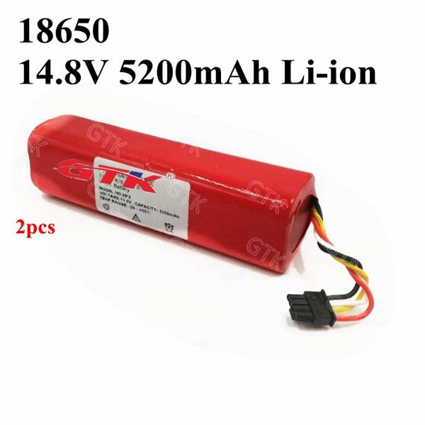 2pcs Recarregável 14.8V 5200mAh Li-ion Bateria de Lítio Bateria 10C Taxa de Descarga 18650 Células para Xiaomi Roborock Robot Cleaner