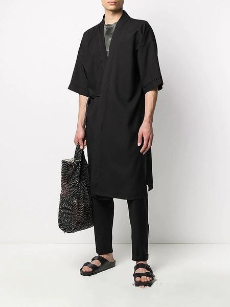 

men's casual shirts cotton yarn sleeping gown thin summer kimono bathrobe mens robes long bath robe loose leisure nightgown, White;black