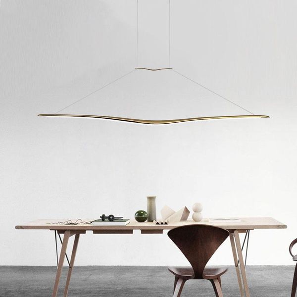 

nordic copper led pendant lights kitchen restaurant simple office bar hanging lamp creative luxury long home luminaire lamps