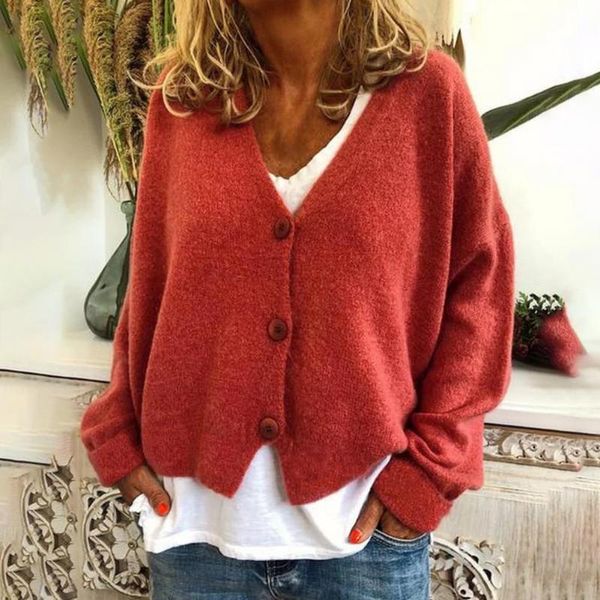 

women's knits & tees knitwear v neck single breasted sweater autumn for gathering, White