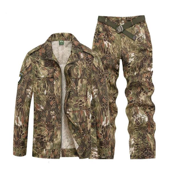 

men's tracksuits military uniform camouflage army sets mens tactical combat cs multi-pocket working clothes special forces coat+pa, Gray