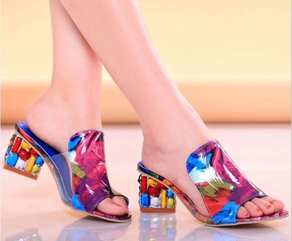 

dress shoes rhinestone peep toe heels women sandals open wedge slides high platform flip flops, Black