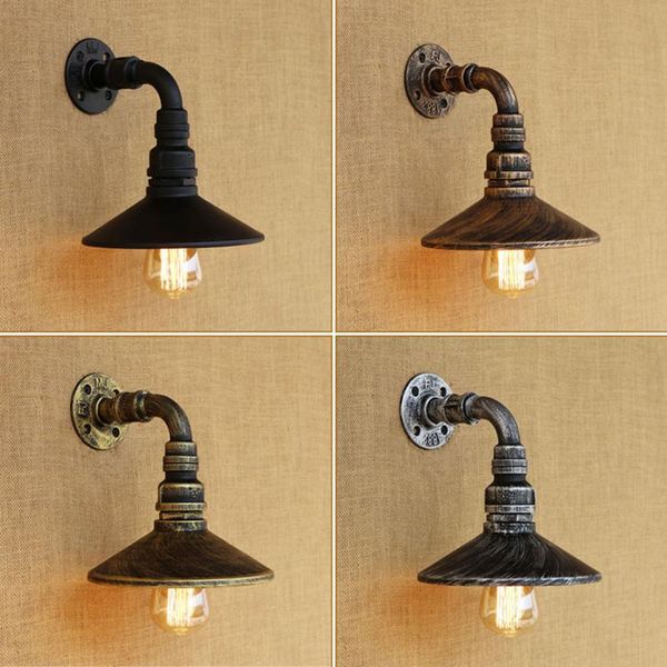 

wall lamp modern vintage iron water pipe style 4 colors lampshade for living room bedroom hallway restaurant e27 110v 240v