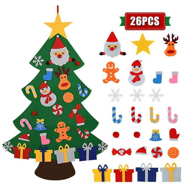 

dhl fast kids diy felt christmas tree christmas decoration for home 2021 new year gifts christmas ornaments santa claus xmas tree cy29