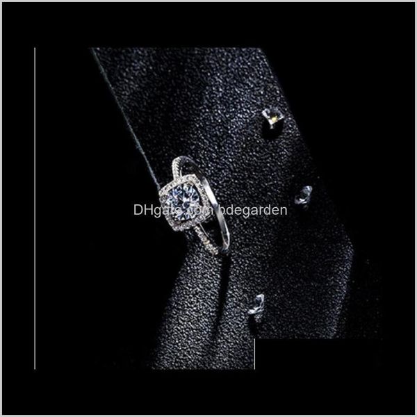 

solitaire ring drop delivery 2021 jewelry s925 sterling sier wedding full crystal zircon rings square shape for women fashion ulfwj, Golden;silver