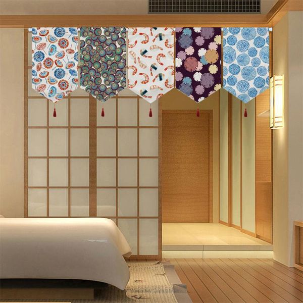 

curtain & drapes japanese fengshui short stripe printing kitchen bedroom restaurant decorative window partition triangle hanging curtains