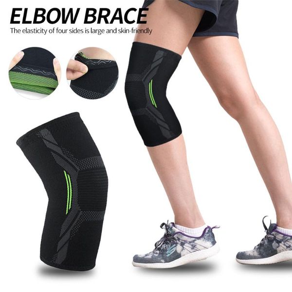

safety fitness knee support breathable silicone anti slip guard protector elastic running cycling brace pad elbow & pads, Black;gray