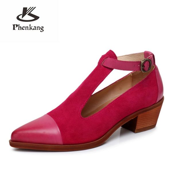 

dress shoes genuine sheepskin leather yinzo lady designer vintage pumps sandals handmade oxford for women brown blue red 2021, Black