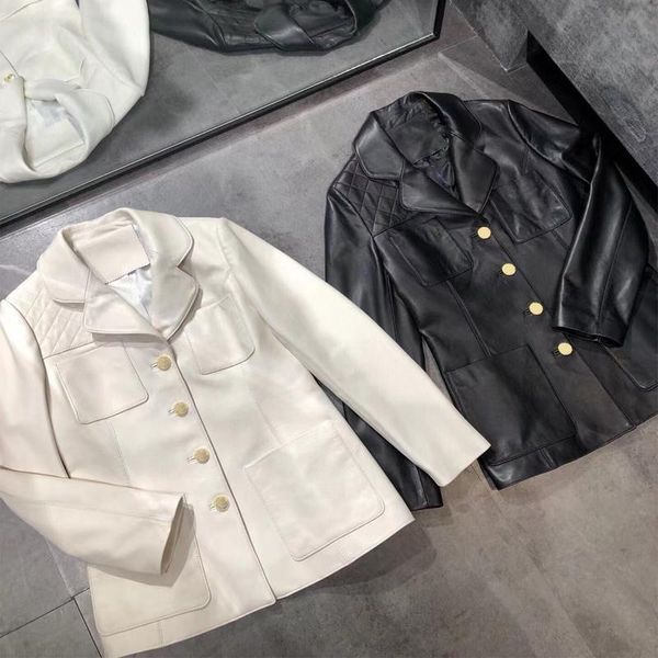 

women's leather & faux genuine blazer ladies real sheep skin jacket, Black
