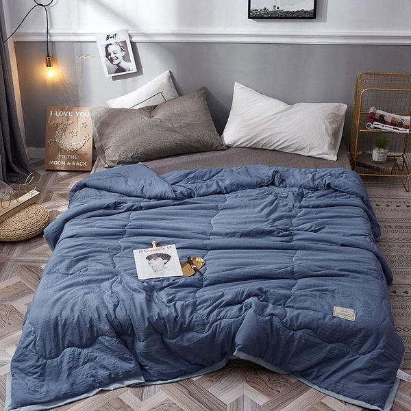 

comforters & sets 1pc japan soft summer quilt solid color blanket for bed bedspread air condition comforter duvet bedding double queen cover