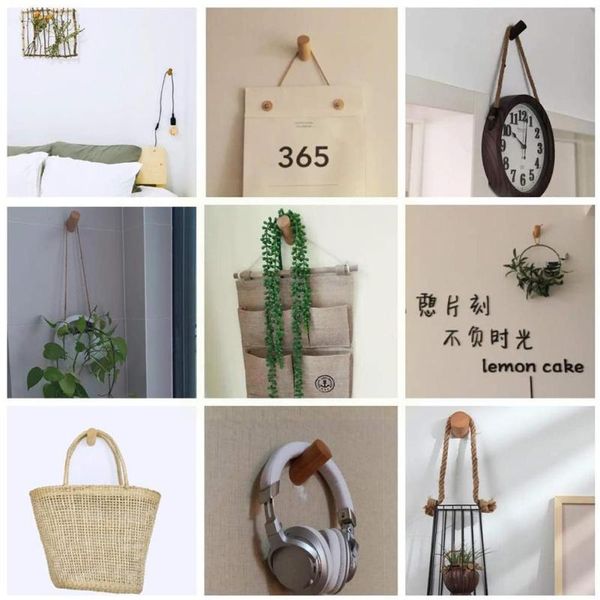 

hooks & rails wooden clothes hook natural hanger wall mounted coat hat holder rack key handbag storage bathroom decorative sc m2m9
