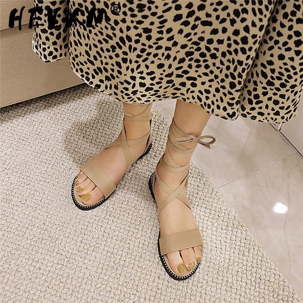 

sandals asumer 2021 cross tied women casual shoes solid colors summer beach simple flat ladies big size, Black