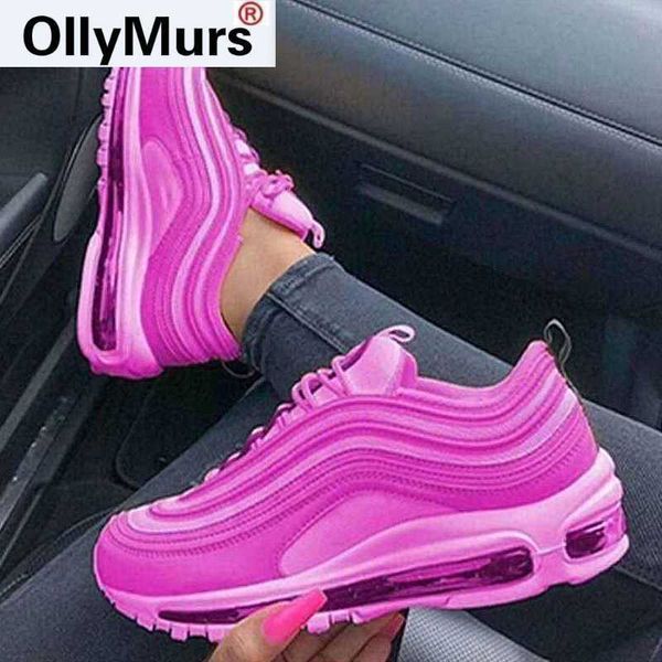 

ollymurs 2021 women's shoes outdoor solid color sneakers for woman summer fashion comfortable lace up zapato plus size 43 female
