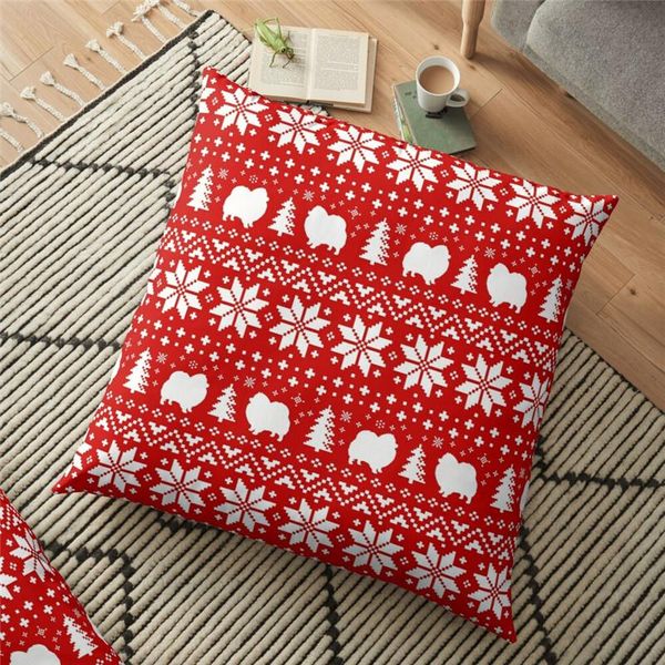 

cushion/decorative pillow backrest pomeranian dog silhouettes red and white christmas holiday cushion cover 45*45cm decorative for home
