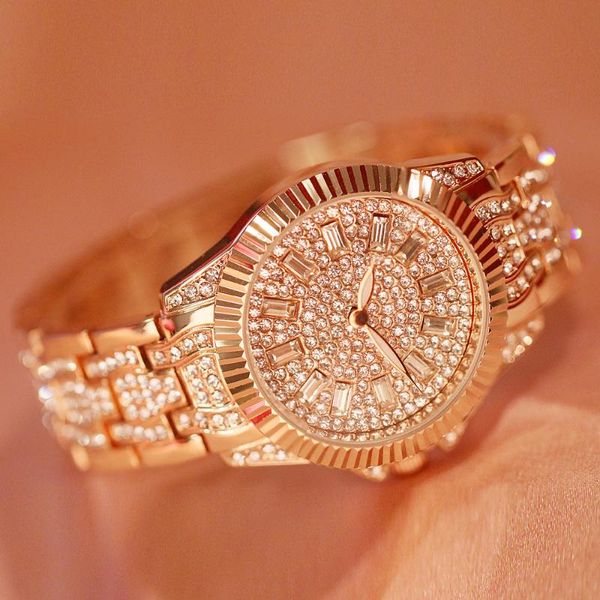 

wristwatches bs brand gold women watches 2021 montre femme fashion dress ladies bracelet quartz crystal diamond relogio feminino, Slivery;brown