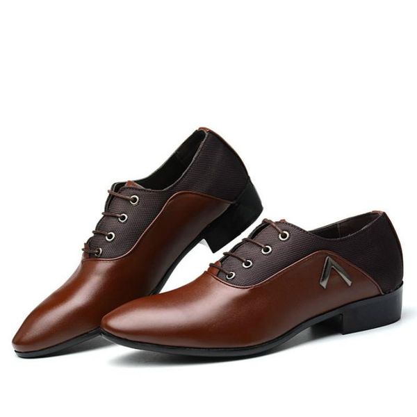 

dress shoes men classic formal leather luxury man business wedding office elegant design male oxford big size 38-48, Black