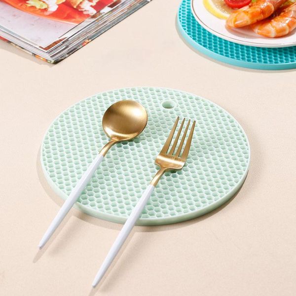 

mats & pads round heat resistant silicone mat drink coasters nordic honeycomb non-slip pot rack kitchen accessories too