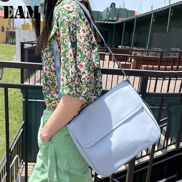 

evening bags [eam] women solid large capacity pu leather flap personality all-match crossbody shoulder bag fashion tide 2021 18a3366