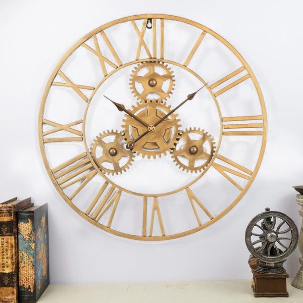 

wall clocks clock handmade oversized 3d retro rustic decorative luxury art big gear iron vintage large on the for gift