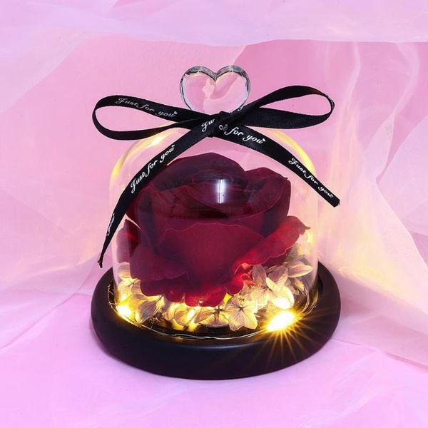 

eternal rose in glass cover dome light string bedroom with led bedside lamp valentine day gift decorative flowers & wreaths