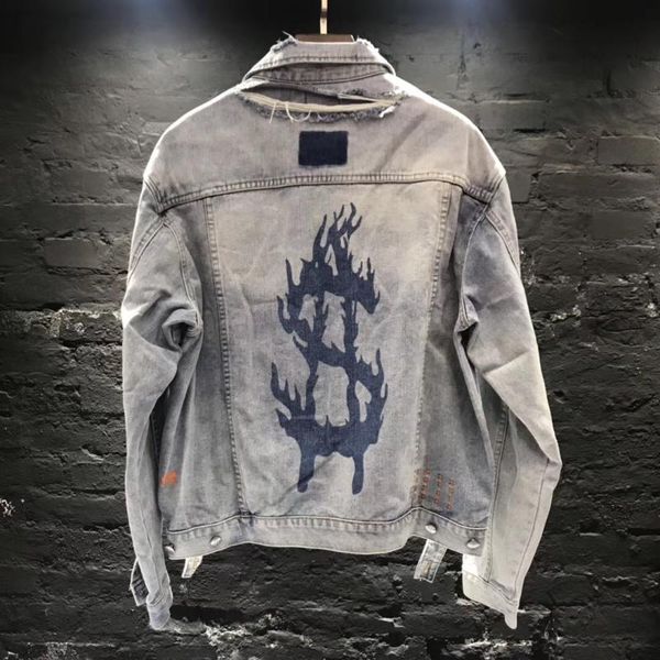 

men's vests 2021 autumn hip hop oversize loose denim men thickg tide brand scratched hole coat unsex, Black;white