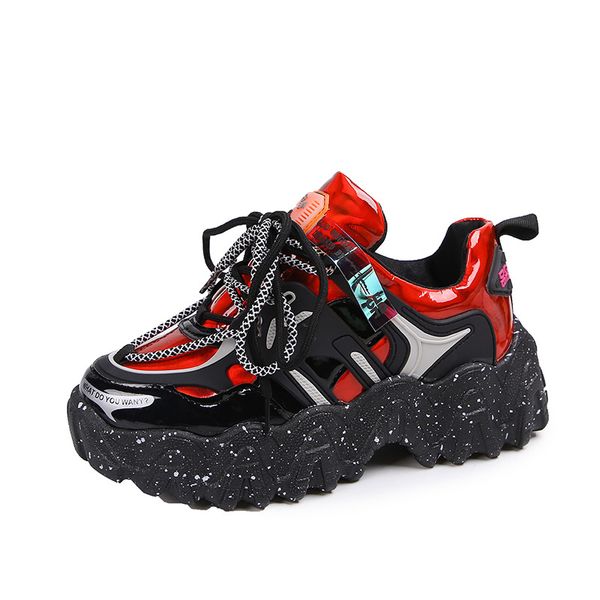

new 2021 fashion laser sneakers wedges women chunky shoes fashion platform female ladies walking running shoes for woman