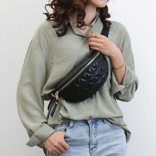 

summer women's waist pack solid zipper adjustabel belt travel sports casual bag chest shoulder bags