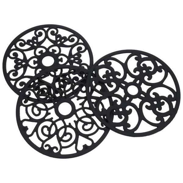 

mats & pads 3pcs silicone placemats anti-scalding decorative pot (black)
