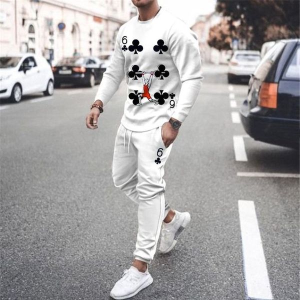 

3d printing men's poker plum blossom picture casual wear suit long sleeve trousers comfortable slim fit fashion fit daily travel street, Gray