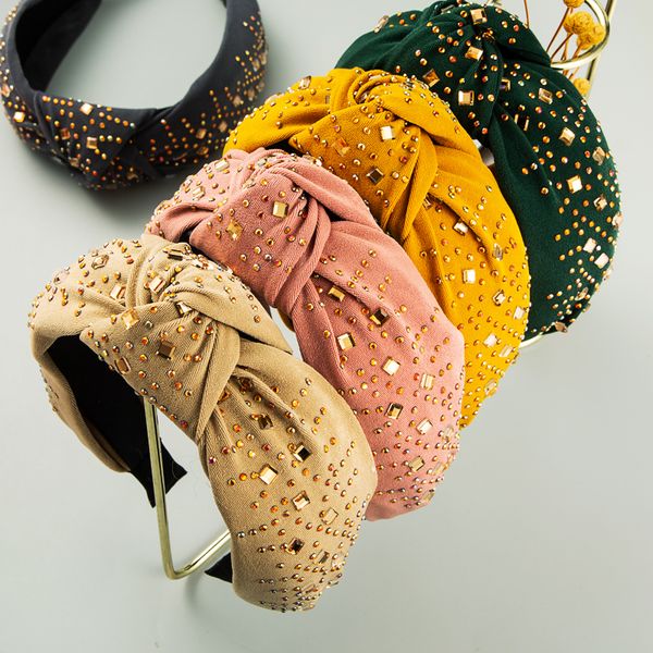 

vintage korean shiny crystal big bowknot headband for woman elegant solid color fabric wide hairband woman party hair accessory, Silver