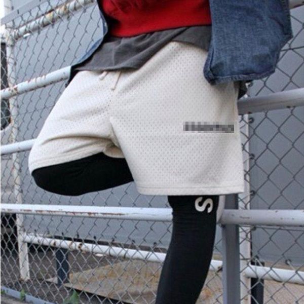 

men's shorts 2021 brand fashion essential mesh compression streetwear hip hop basketball male sports fitness y, White;black
