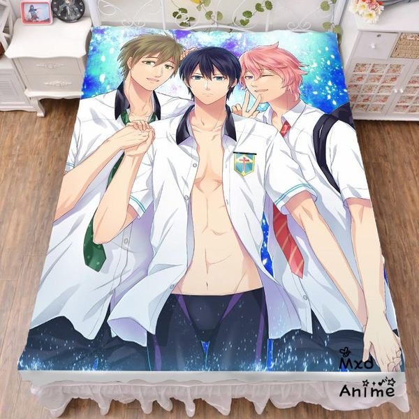 

sheets & sets japanese anime iwatobi swim club haruka nanase tachibana makotobed sheet throw blanket bedding coverlet flat