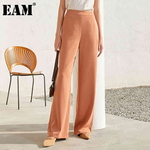 

[eam] high waist orange brief long casual wide leg trousers loose fit pants women fashion spring autumn 1dd6172 21512, Black;white