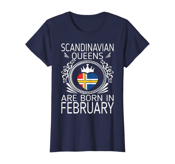 

womens scandinavian queens are born in february gift tshirt, White;black