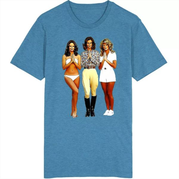 

charlie's angels 70s crime tv fan t shirt, White;black