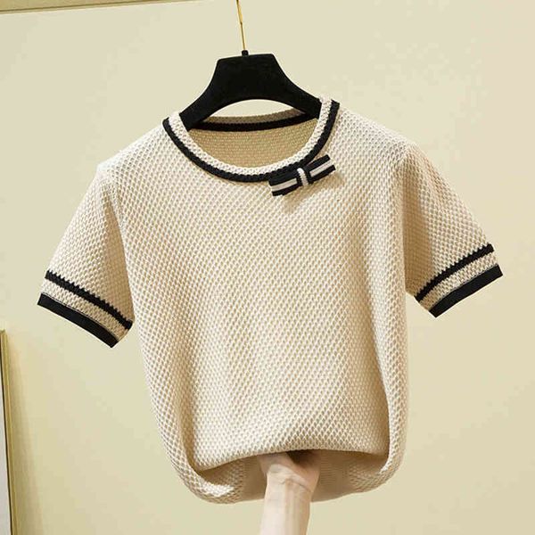 

women's t-shirt female shirt with bow tie, mesh korean style gfyj, White